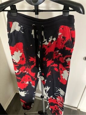 Fila Red Black White Tie-Dye Jogger Sweatpants